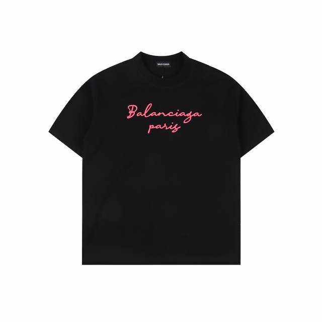 Balenciaga 25Ss pink letter short-sleeved T-shirt The fabric is made of customiz