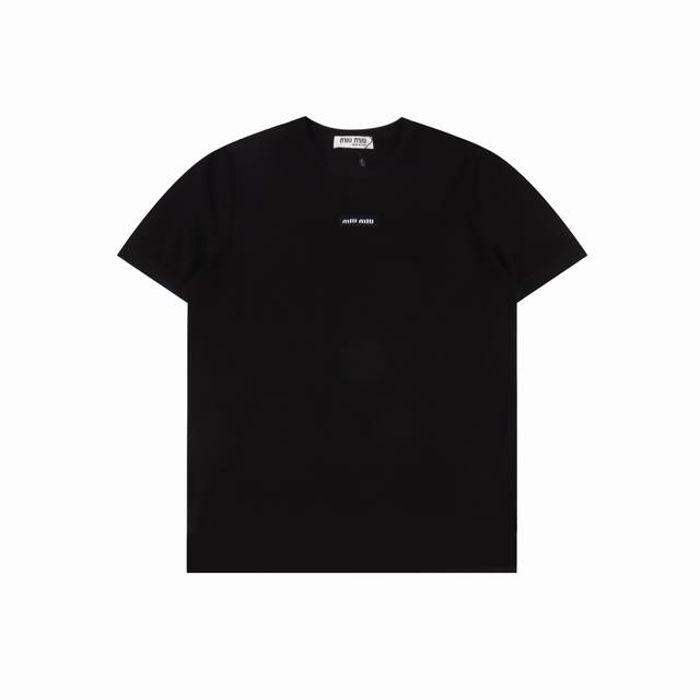 Miu Miu jacquard short sleeves with small logo The fabric is made of 100% double