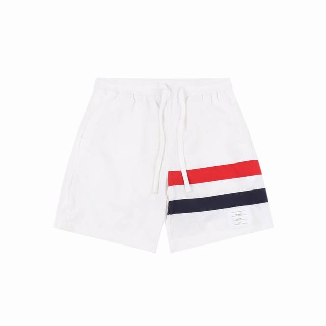 Thom Browne 25Ss red, white and blue ribbon beach shorts The fabric is custom-ma