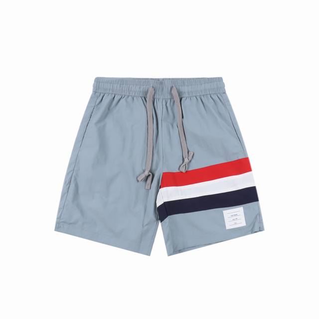 Thom Browne 25Ss red, white and blue ribbon beach shorts The fabric is custom-ma
