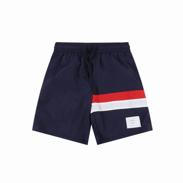 Thom Browne 25Ss red, white and blue ribbon beach shorts The fabric is custom-ma