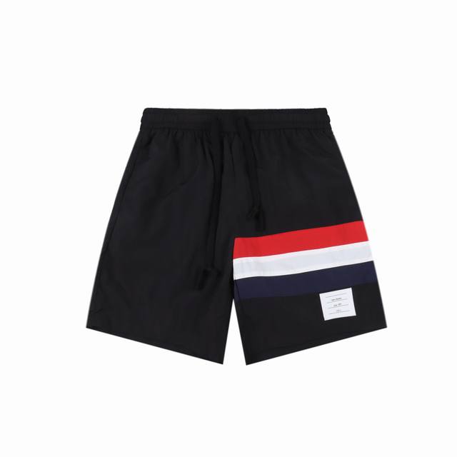 Thom Browne 25Ss red, white and blue ribbon beach shorts The fabric is custom-ma