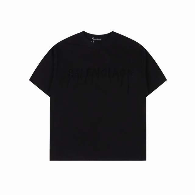 Balenciaga 25Ss dissolved double B letter hot diamond ripped short-sleeved T-shi