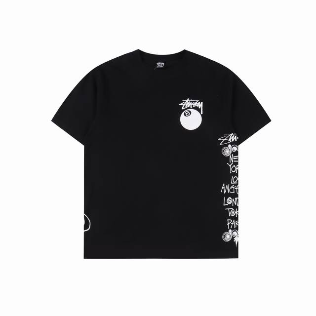 Stussy graffiti black eight billiard print short sleeves Size: S-Xl