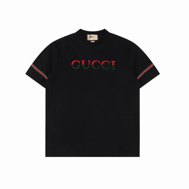 Gucci Red and green three-dimensional embroidered ribbon short sleeves Selected