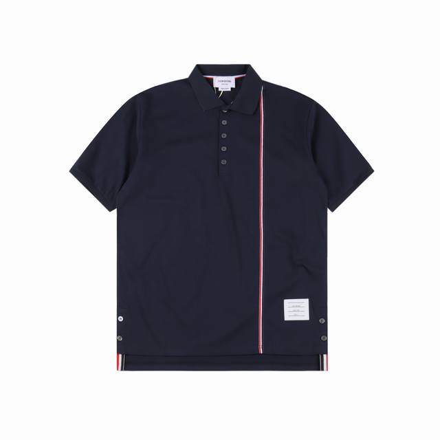 Thom Browne Tb side webbing cotton short-sleeved polo shirt Fabric selection 32-