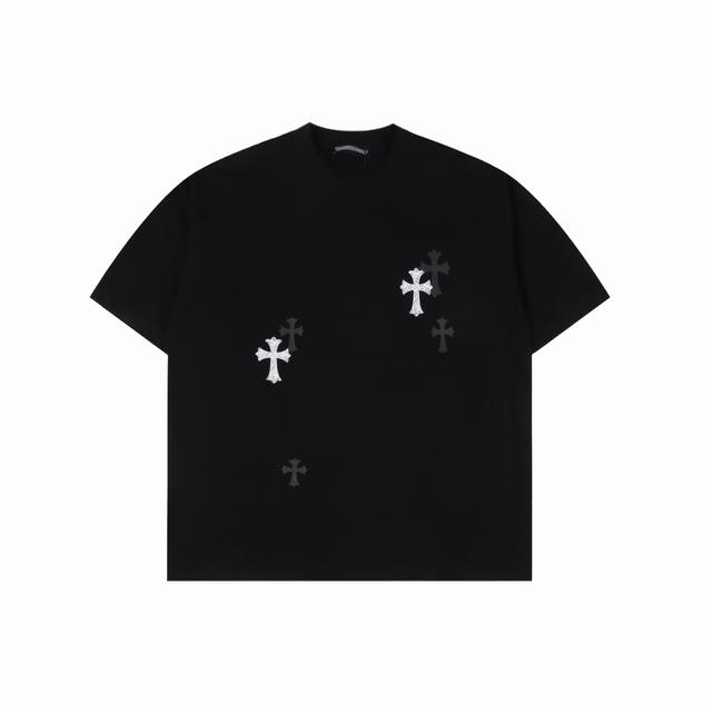 Chrome Hearts 25Ss leather label cross short-sleeved T-shirt Loose version cover