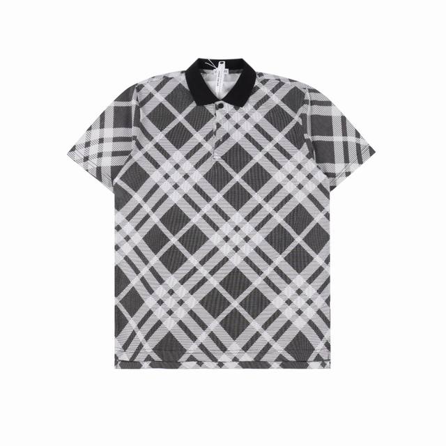 Burberry 's new checkered short-sleeved Polo shirt is made of cotton pique mesh