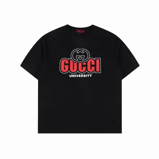Gucci Gucci chest printed letter round neck short sleeves High-end suede foam pr