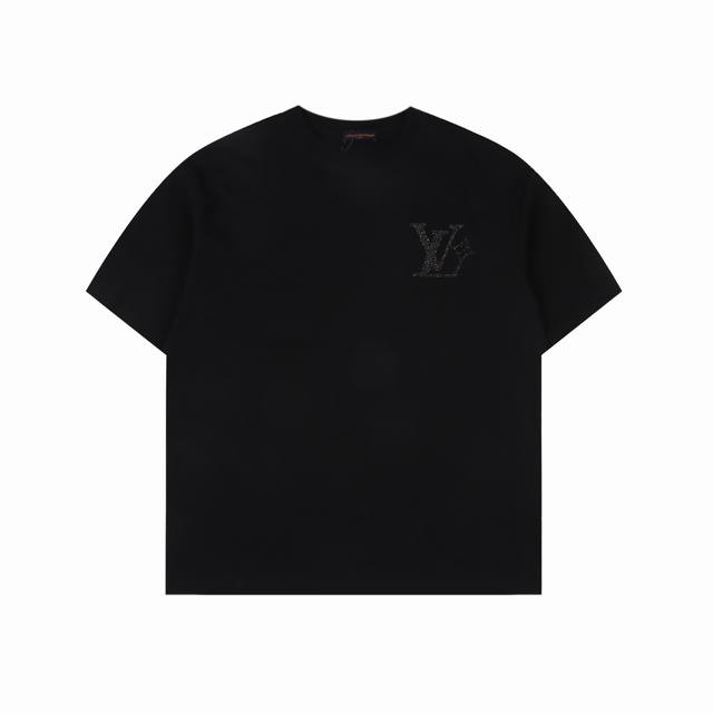 Louis Vuitton short sleeves with hot diamonds on the back New 2025Lv black and w