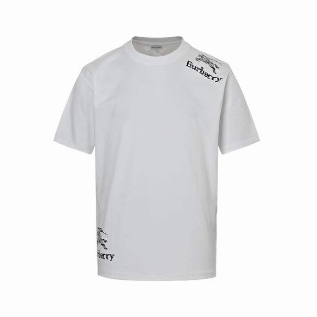Burberry 25Ss shoulder hem warhorse print short sleeves 300g high weight combed