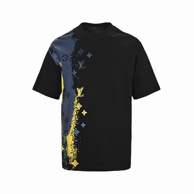 Louis Vuitton Inkjet Monochrome Printed Short Sleeves Custom woven and dyed 260g