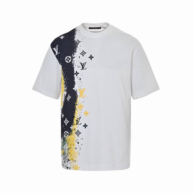 Louis Vuitton Inkjet Monochrome Printed Short Sleeves Custom woven and dyed 260g
