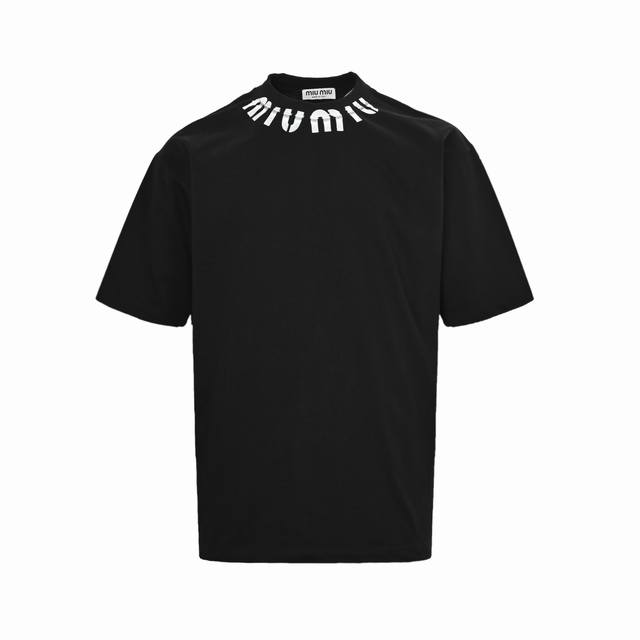 Miumiu 25Ss Neckline Letter Print Short Sleeves With its exquisite and simple st