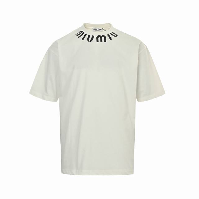 Miumiu 25Ss Neckline Letter Print Short Sleeves With its exquisite and simple st