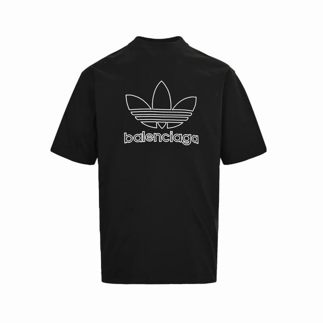 Balenciaga & Adidas co-branded clover embroidered short sleeves Size:Xs-Xl Embro