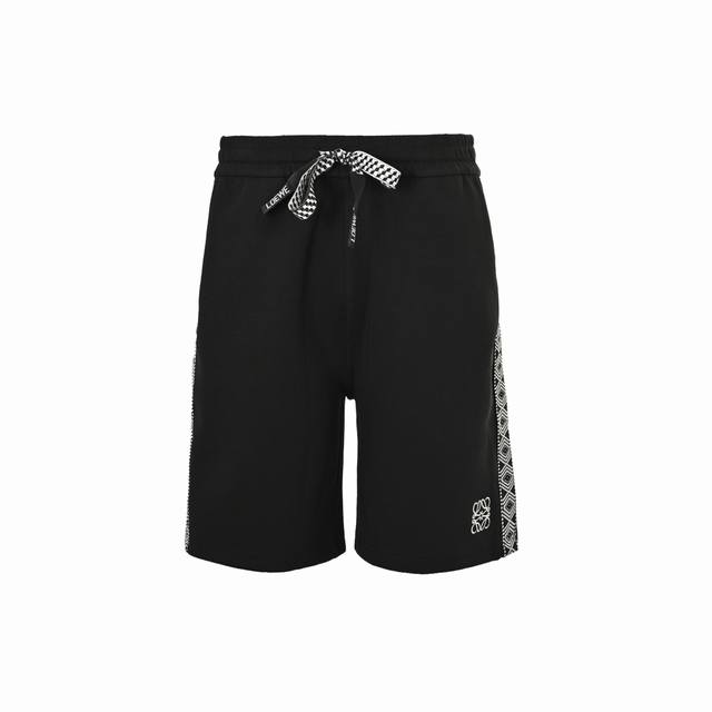 Loewe 25Ss ethnic style side color-blocked ribbon jacquard shorts are made of im