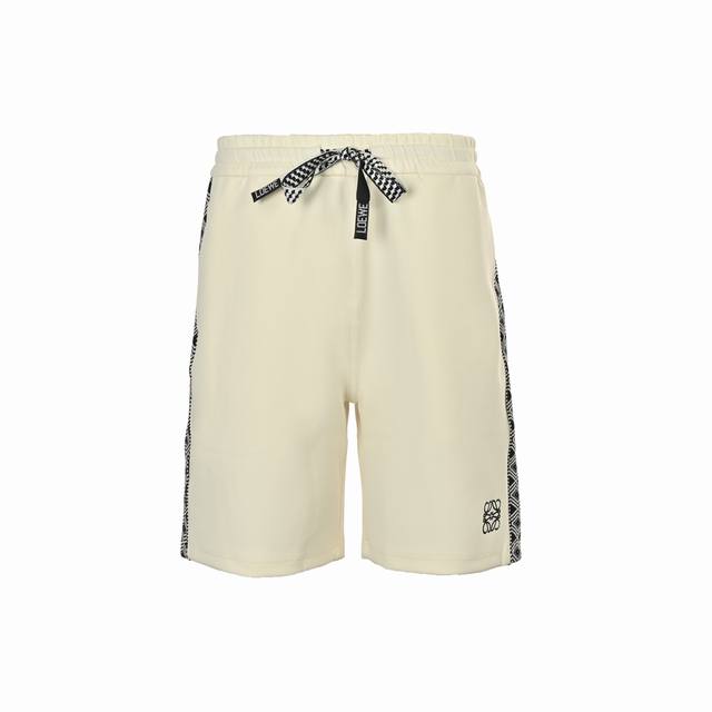Loewe 25Ss ethnic style side color-blocked ribbon jacquard shorts uses imported