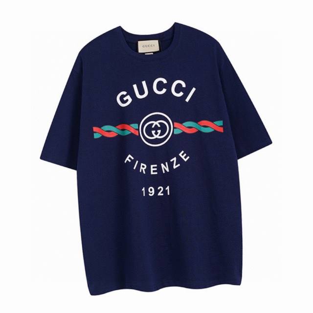 Gucci Summer new classic twisted letter print round neck short-sleeved T-shirt,
