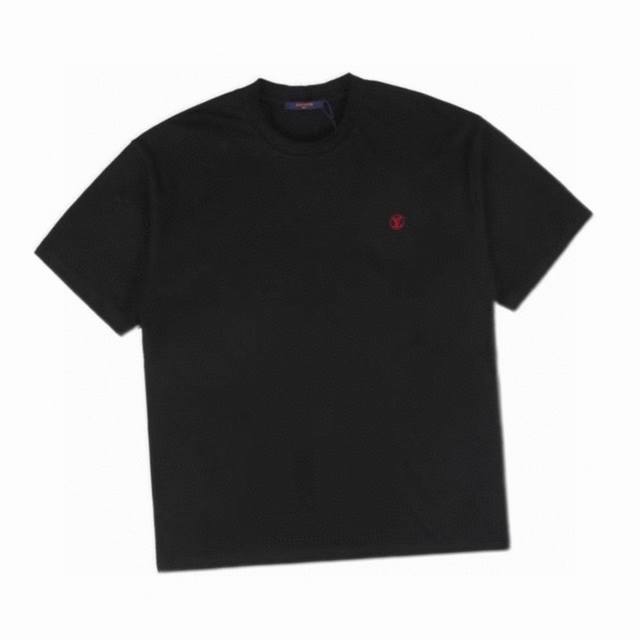 Louis Vuitton Summer new classic red small logo embroidered round neck short-sle