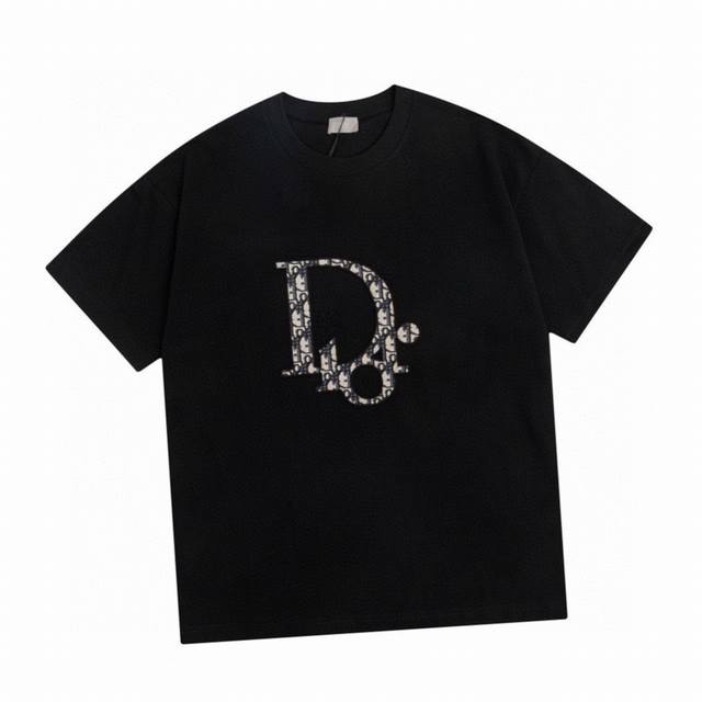 Dior Summer new style, old flower letter patch round neck short sleeve T-shirt,