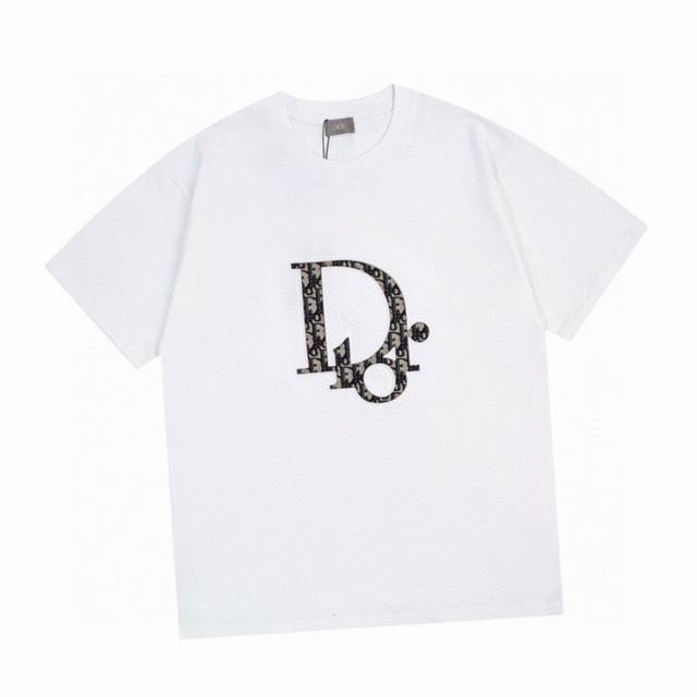 Dior Summer new style, old flower letter patch round neck short sleeve T-shirt,