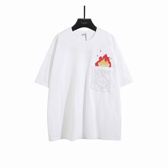 Actual detail photos + size chart Loewe classic pocket flame pattern round neck