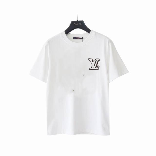 Actual details + size chart Lv Louis Vuitton classic Logo leather label short-sl