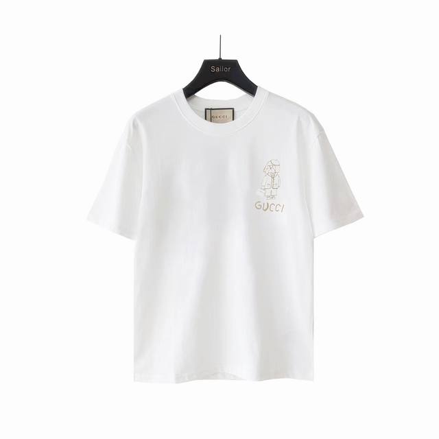 Actual details + size chart Gucci fun cassette beret puppy round neck short slee
