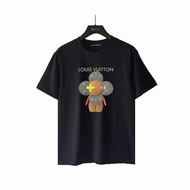 Actual details + size chart Louis Vuitton sunflower logo printed short-sleeved T