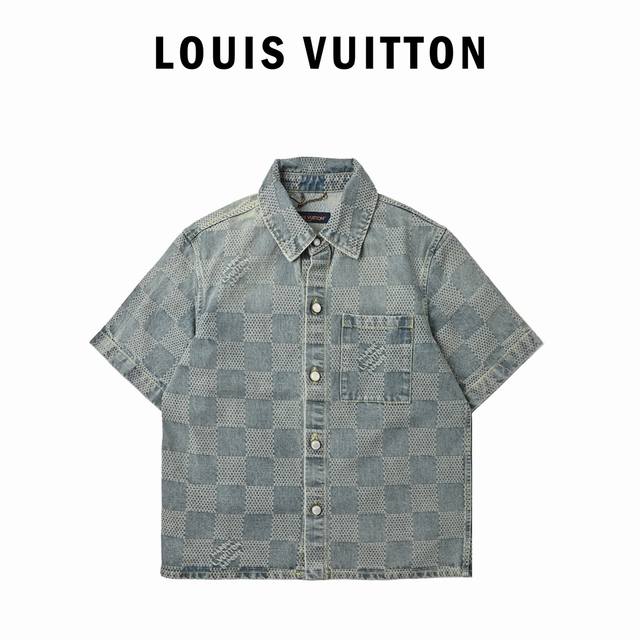 Louis Vuitton 25Ss Checkerboard Set Denim Short Sleeve Shirt Original purchase f