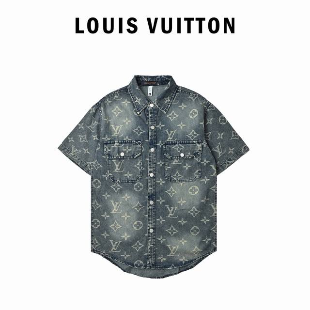 Louis Vuitton 24Ss new monogram denim short-sleeved shirt This pair of washed de