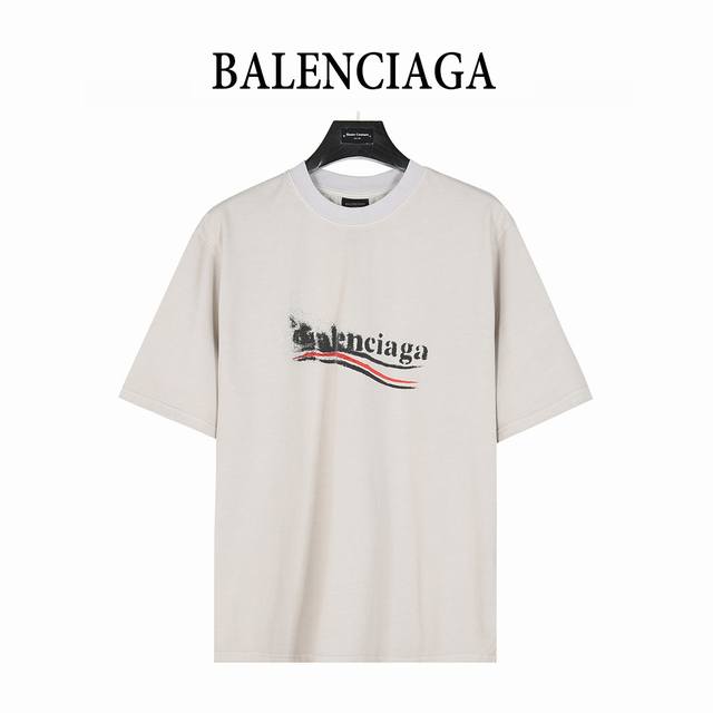 Balenciaga fuzzy cola inkjet print short-sleeved T-shirt The top replica version
