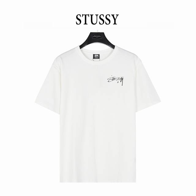Stussy 25Ss mercury effect signature logo print short-sleeved T-shirt adopts mer