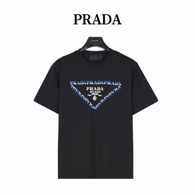 Prada Prada chest color matching logo short sleeve New aesthetic inspiration fun