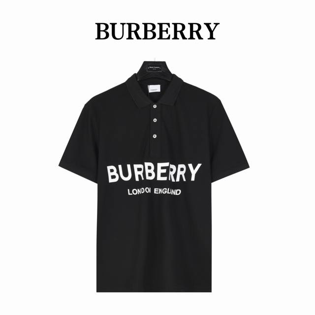 Burberry short-sleeved Polo shirt with double-row letters on the chest The colla