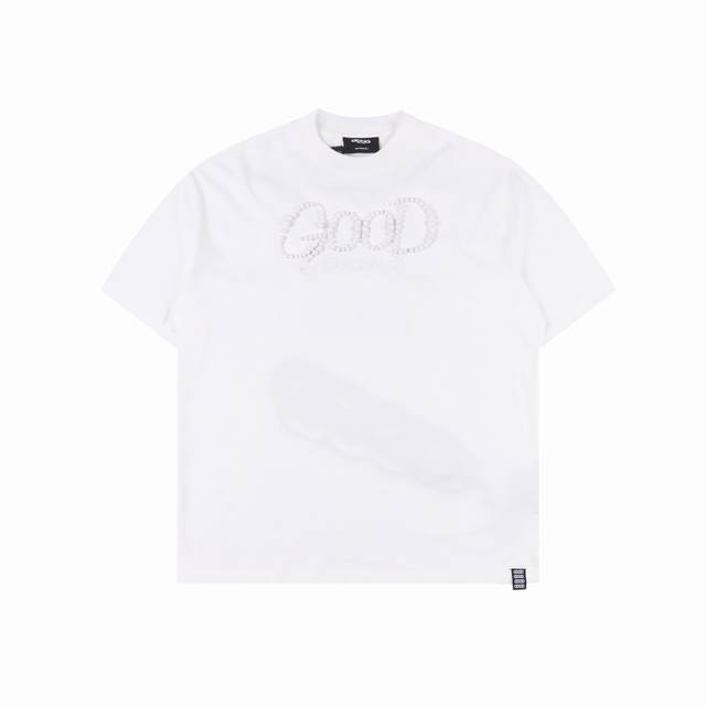 Goodbrand solid color pearl logo short sleeve T-shirt Unisex 350g fabric Color: