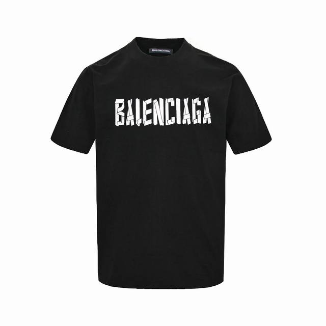 Balenciaga Metal Silicone Cracked Logo Short Sleeve T-shirt The custom fabric is