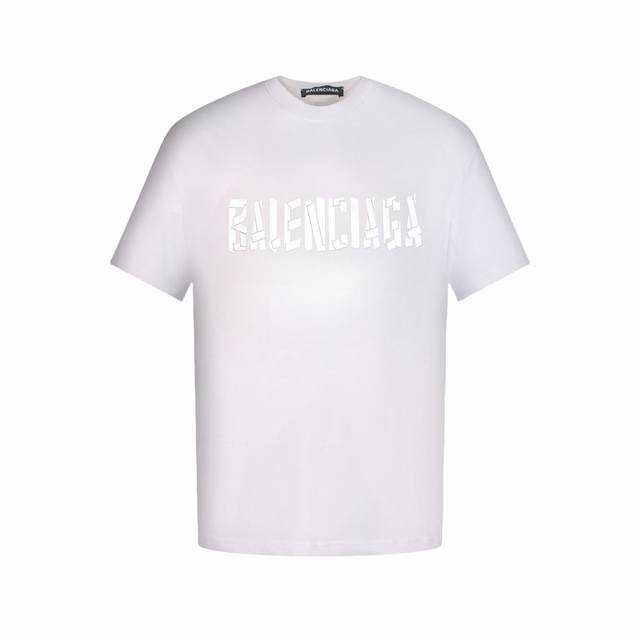 Balenciaga Metal Silicone Cracked Logo Short Sleeve T-shirt The custom fabric is