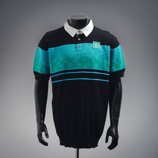 Louis Vuitton Lv 2025Ss Snake Change Series Green Splicing Knitted Polo Short Sl