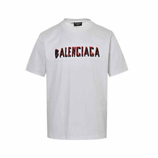 Balenciaga Paris family split letter glue printed short sleeves Customized 300G