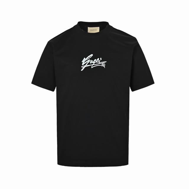 Gucci 25Ss graffiti signature letter print short sleeves Custom made 300G double