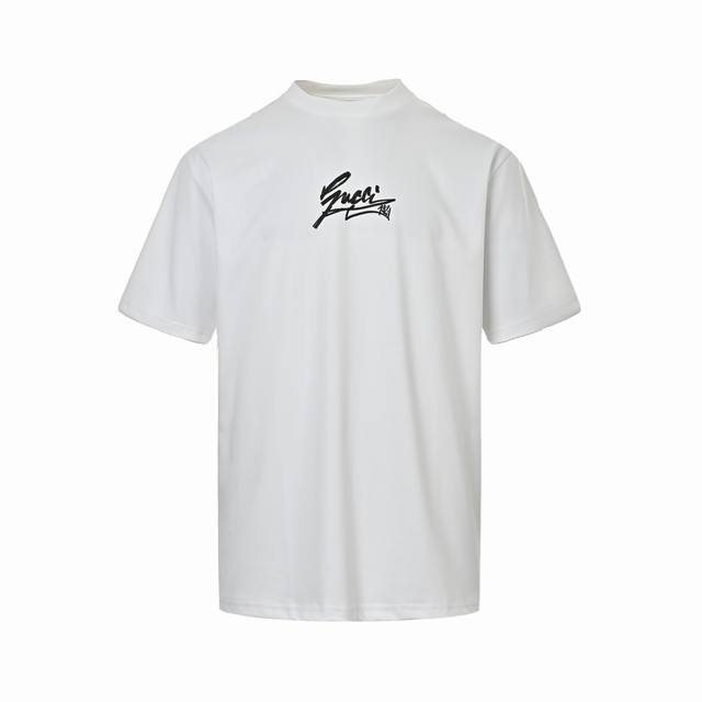 Gucci 25Ss graffiti signature letter print short sleeves Custom made 300G double