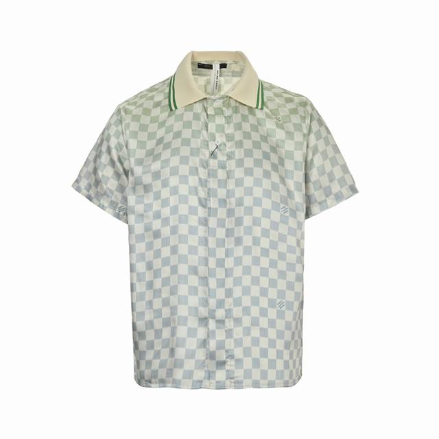 Louis Vuitton Gradient Checkerboard Lapel Short Sleeve Shirt Imported mulberry s