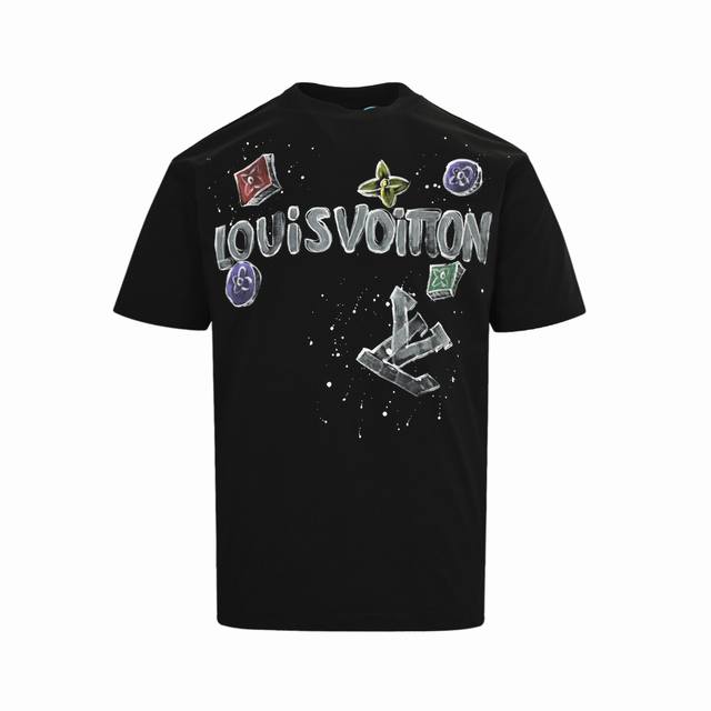 Louis Vuitton 25Ss hand-painted monogram short sleeves Three complete labels Mad