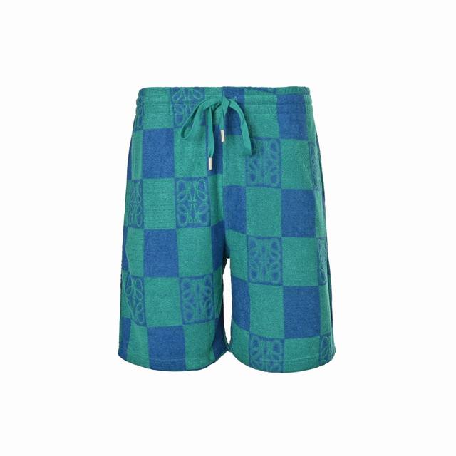 Loewe 25Ss Towel Checkerboard Contrast Pattern Set Shorts The same Terry Checker