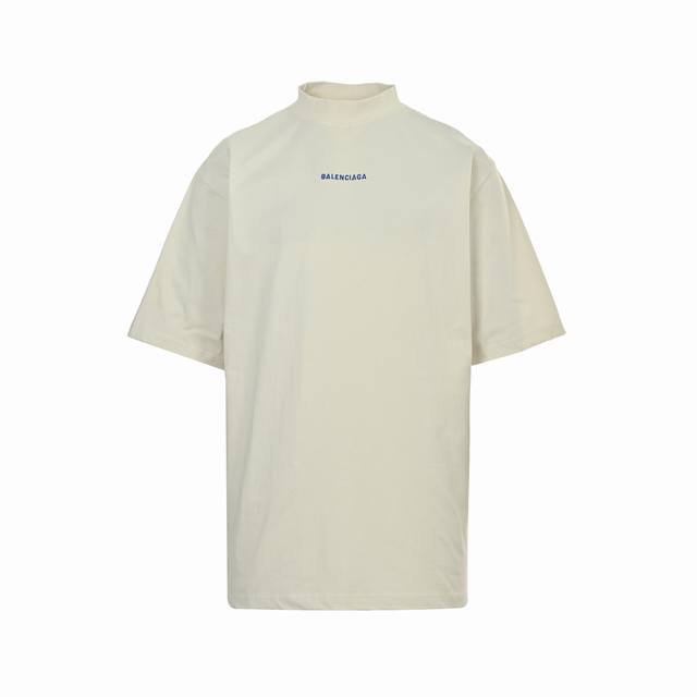 Balenciaga 25Ss electric blue Paris letter embroidered short sleeves 240G combed