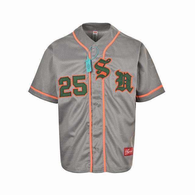 Supreme short-sleeved baseball jacket with English logo print on the back Origin