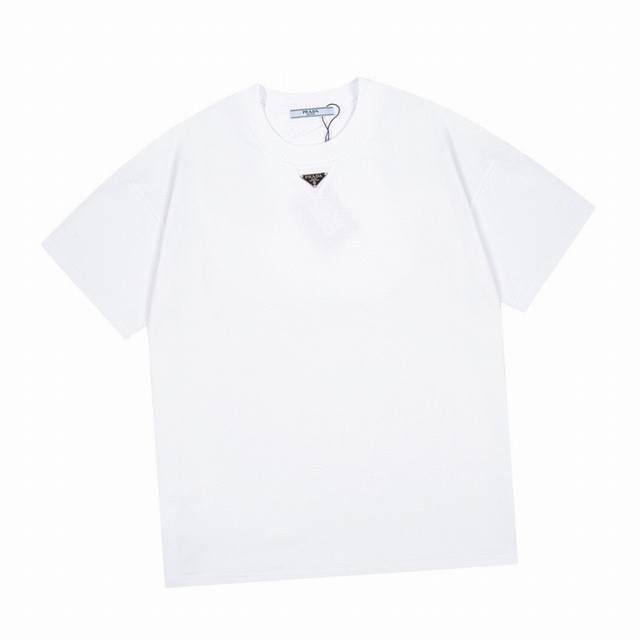 Prada New summer style, classic triangle letter round neck short-sleeved T-shirt