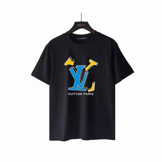 Actual details + size chart Louis Vuitton broken logo printed short-sleeved T-sh